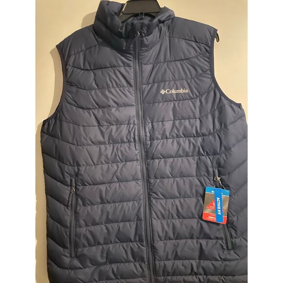 Columbia White Out FS Vest Mens Large Navy Puffer Insulated Omni-Heat - Picture 1 of 6